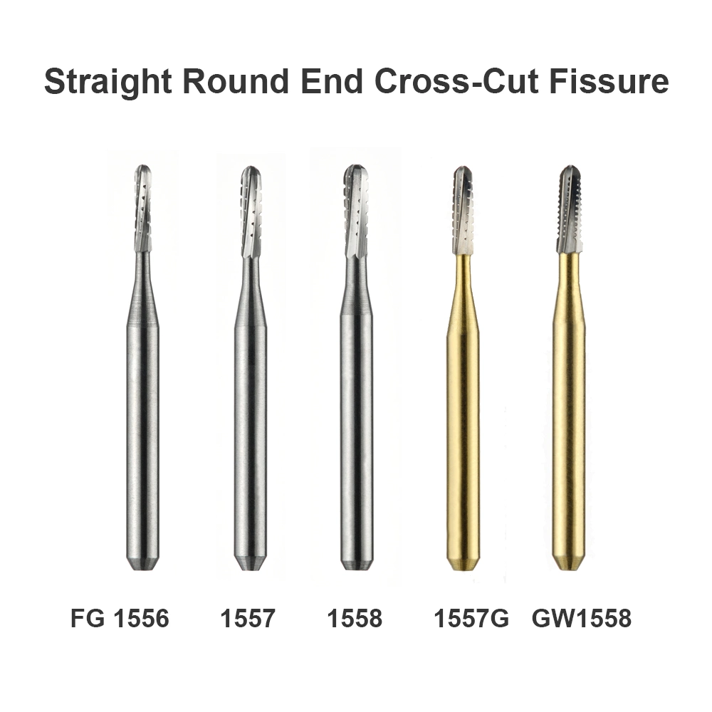 Top Quality Dental Clinic Milling Unit FG Shank Round End Straight Cross Cut Fissure Orthodontic Tungsten Carbide Bur FG-1558 ISO 137/012